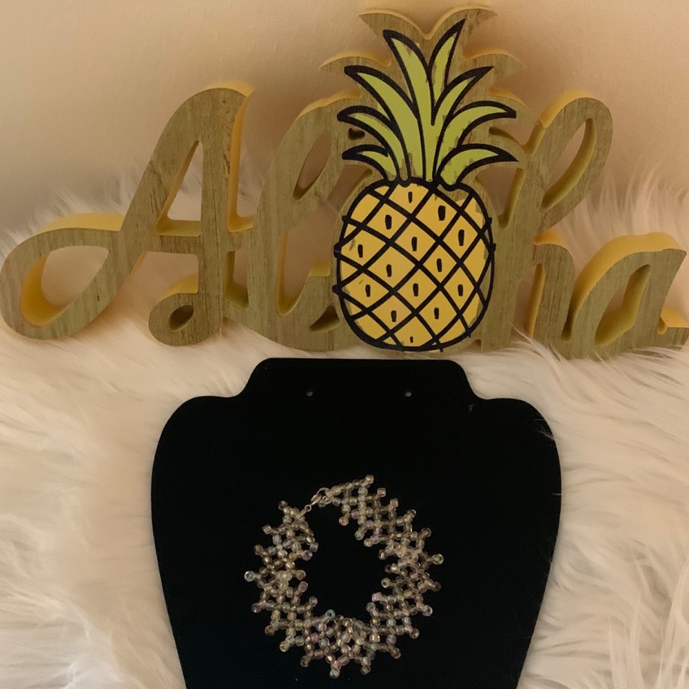 Clear Beaded Intricate Design Bracelet